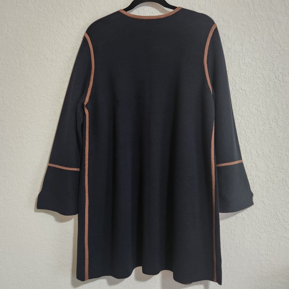 Chico's Black & Brown Open Front Longline Reversible Cardigan Size 3 Petite NWT - Picture 4 of 9